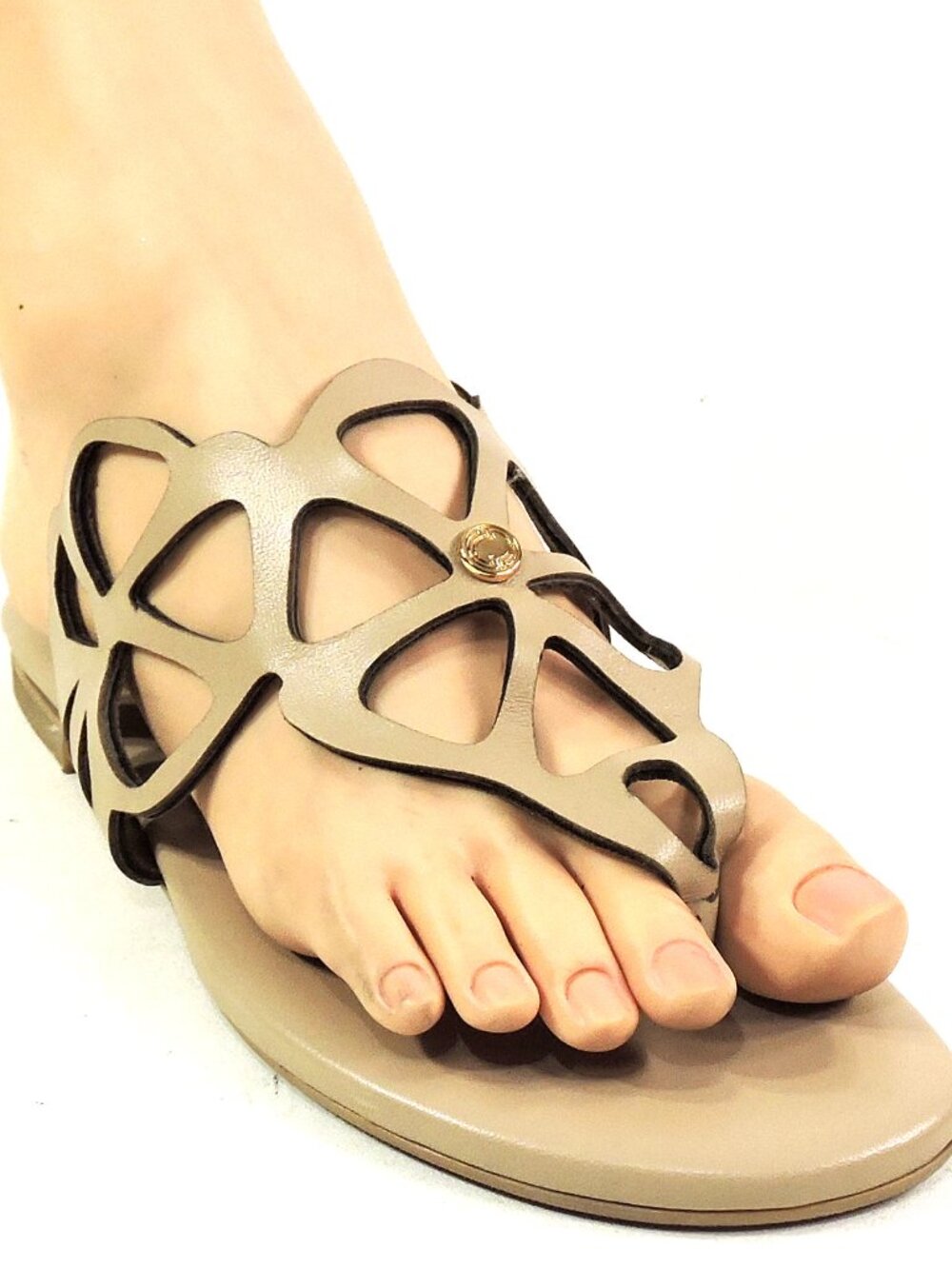 PAOLA FABIANI 🇮🇹 WOMEN'S BEIGE SOFT LEATHER COMFORT SUMMER FLAT SANDALS